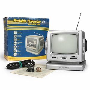 Electro Brand CRT Portable TV AM/FM Radio Model 321 Tested Box Bundle